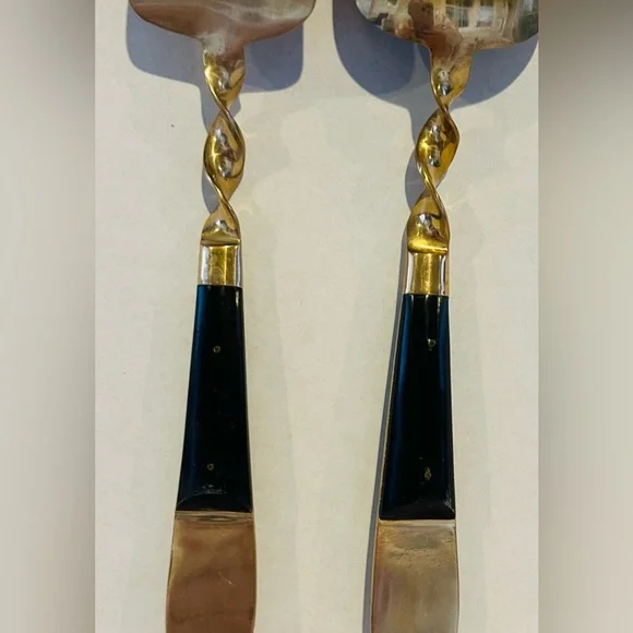 Vintage Siam (Thailand) Brass & Wood Serving Set - Picture 4 of 12